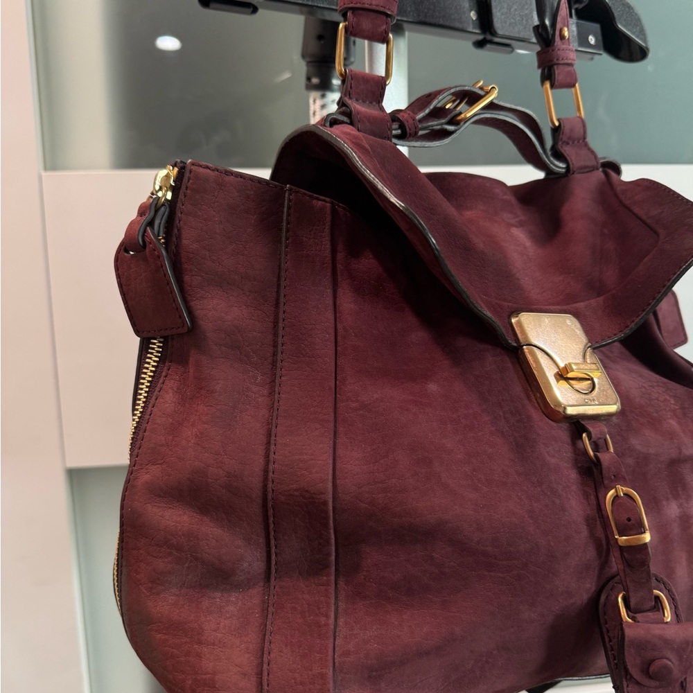 Chloe Burgundy Paraty suede Shoulder Bag - Picture 4 of 11